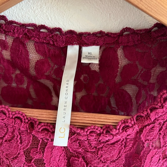 Burgundy Lauren Conrad lace top - Picture 3 of 3